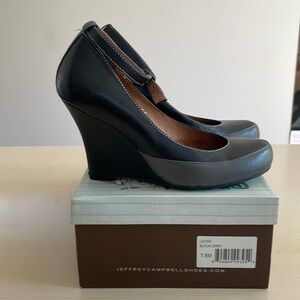 Jeffrey Campbell Lucas retro wedge heel w/ankle strap